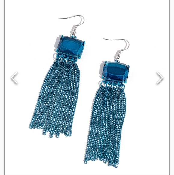 Dreaming of Tassles BLUE Earrings Long Gorg - Picture 1 of 3